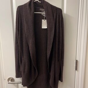 Barefoot Dreams CozyChic Lite Espresso Brown Cardigan Size Medium NWT